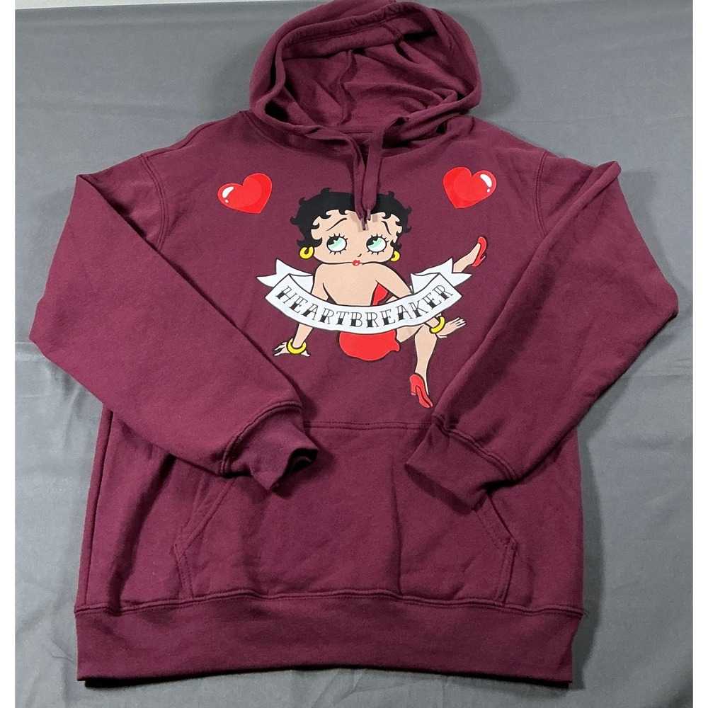 Fleischer Studios Betty Boop Heartbreaker‎ Hoodie Dark Cherry XS LH42504HO Retro